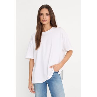 Good American Womens Cotton OverSized T-Shirt | White, Size Medium | Good American by Khlo&Egrave; Kardashian