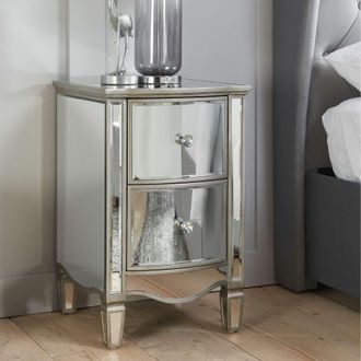 Birlea Elysee 2 Drawer Bedside Mirrored in Silver