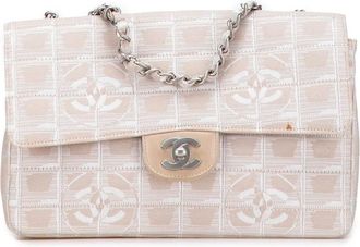 Chanel Borsa a spalla New Travel Line media in nylon con battente 2002-2003 - Marrone