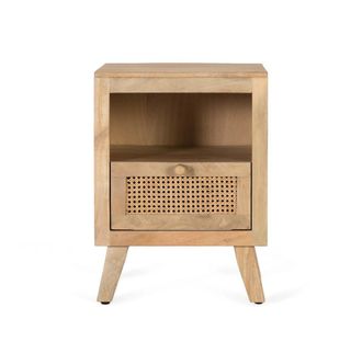 Giner&Colomer Mesita de noche de madera de mango 45 cm estilo japandi n&oacute;rdico