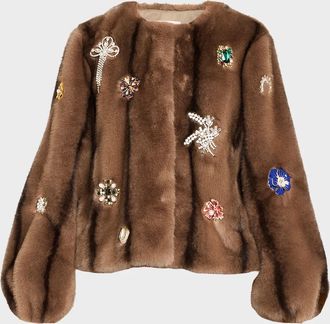 Cinq &agrave; Sept Benson Embellished Faux-Fur Coat