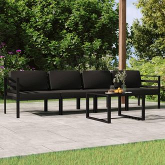 vidaXL Set Muebles De Jard&iacute;n 5 Pzas Y Cojines Aluminio Gris Antracita Vidaxl
