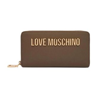 Love Moschino Wallets & Cardholders, female, Brown, Size: ONE SIZE Synthetic Material Zip Wallet with Multiple Compartments
