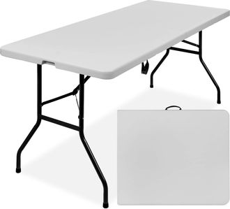 Best Choice Products 6ft Plastic Folding Table, Indoor Outdoor Heavy Duty Portable w/ Handle, Lock