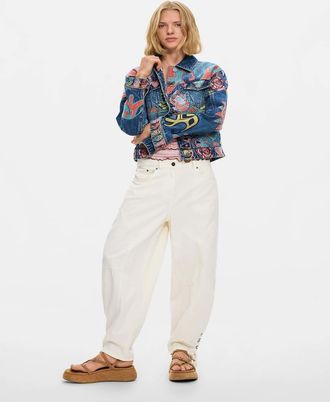 Desigual Giacca in 100% cotone blu con stampa