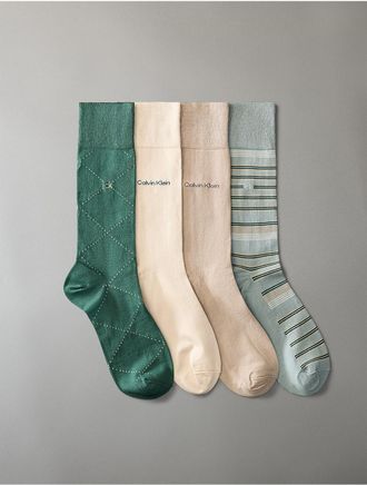 Calvin Klein Mens Modal Blend 4-Pack Dress Socks - Green