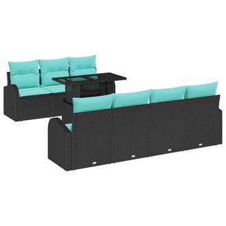 vidaXL Set Divano Da Giardino 8 Pz Nero Rattan In Polipropilene Vidaxl