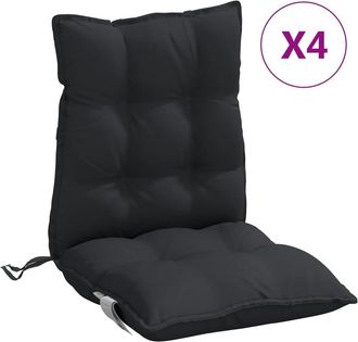 vidaXL Cojines Para Silla Con Respaldo Bajo 4 Uds Tela Oxford Negro Vidaxl