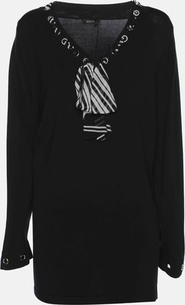 Basler Black Jersey Drawstring Neck Tie Sweatshirt