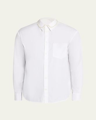 Simone Rocha Mens Pearly-Collar Cotton Button-Down Shirt