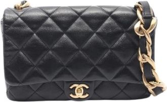 Chanel Pre-owned Large Flapbag Leren Schoudertas - Dames - Vintage Mini Tas - Zwart - ONE Size - Leer - Vintage