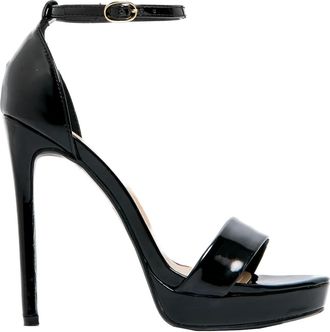 Miss Diva Womens Platfom Heels Ella Anklestrap Heeled Sandals Open Toe - Black Patent, UK6