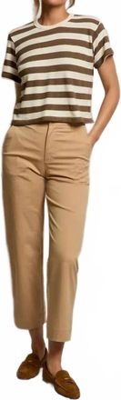 perfectwhitetee Lainey Rugby Tee In Mocha Natural Stripe