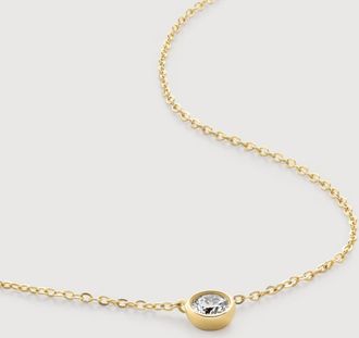 Monica Vinader Gold Solitaire Diamond Small Chain Necklace Lab Grown Diamond