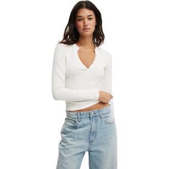 Cotton On Womens Ryan Henley Long Sleeve in Vintage White at Nordstrom, Size Medium