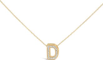 House of Brilliance Yellow Gold Vermeil.925 Sterling Silver Diamond Accent A-Z Initial Bubble Pendant Necklace