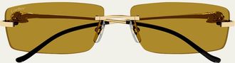 Cartier Mens Rimless Metal Rectangle Sunglasses