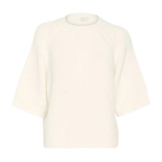 Kaffe Morbidissimo Pullover Corto a Maglia con Motivo - - Knitwear - Donna - Bianco - XS