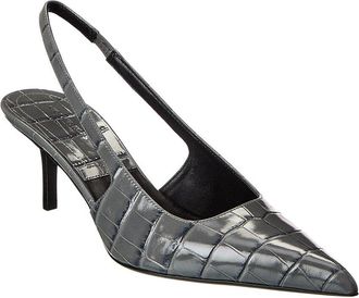 Michael Kors Emma Croc-Embossed Leather Slingback Pump