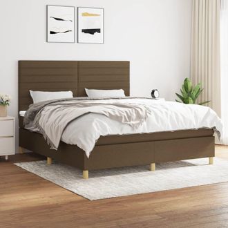 vidaXL Cama Box Spring Con Colch&oacute;n Tela Marr&oacute;n Oscuro 160x200 Cm Vidaxl