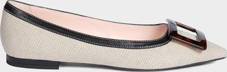 Roger Vivier Gommettine Linen and Leather Ballerina Flats