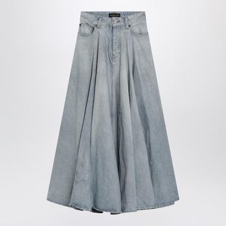 Balenciaga Light Maxi Godet Denim Skirt