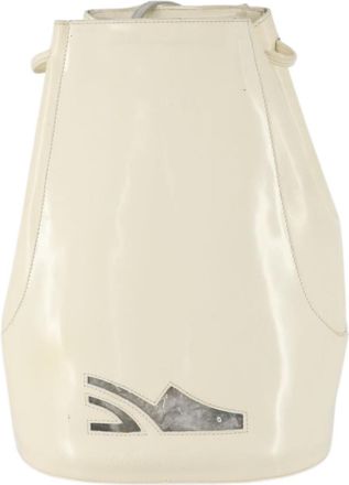Ferragamo Vintage Patent Leather White Patent_Leather Backpack Bag (Pre-Owned)