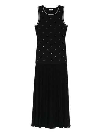 Sandro floral-embellishment knitted maxi dress - women - Viscose/Polyester/Lycra - 36 - Black