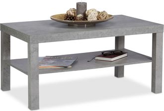 Relaxdays Relaxdays Mesa Centro De Sal&oacute;n Efecto Hormig&oacute;n Con Repisa, Dm, Gris, 45 X 90 X 55 Cm