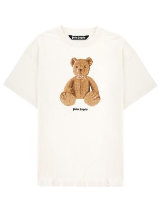 Palm Angels White Bear Teddy Graphic Cotton T-Shirt