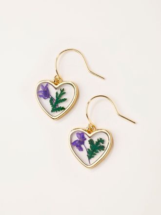 Fat Face FatFace Purple Pressed Heart Earrings