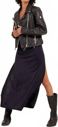 Mauritius Reanon Regular Fit Leather Jacket In Vintage Black