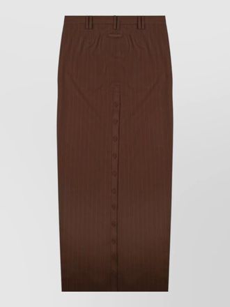 Jean Paul Gaultier pinstripe midi skirt belt loops buttons