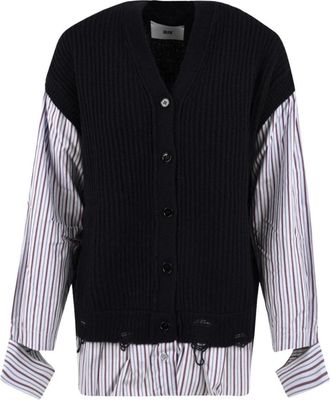 SOLOTRE Engelse Ribgebreide Vest met Manchetten - Dames - Truien - Zwart - Maat: S Wol