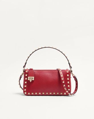 Valentino Garavani Borsa Piccola A Tracolla Rockstud In Vitello Granato Donna ROSSO V. UNI