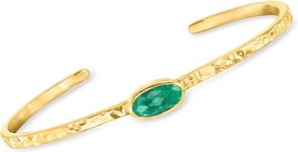 Ross-Simons Emerald Hammered Cuff Bracelet in 18kt Gold Over Sterling