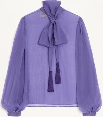 Valentino Top In Chiffon Creponne Donna LILLA 40