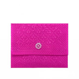 Lola's Bag Womens Woven Long Metal Strap Crossbody Bag In Pink