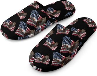 Generic U.S.A Flag And Eagle1 Mens Cozy Memory Foam Slippers Warm Cotton House Shoes Comfy Slipper for Indoor Outdoor
