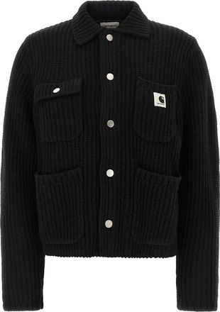 Carhartt Work in Progress Michigan ribbed cardigan - women - Polyester/Wool/Bio Acetate - L - Black