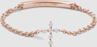 Djula Bague Chaîne Magic Touch Croix Diamants Or Rose