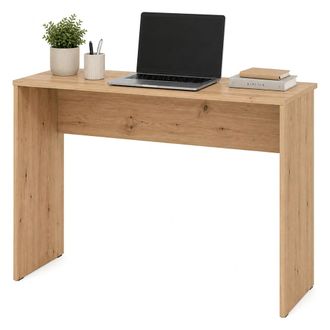 Dmora Escritorio Pichil, Un Estante, Color Estructura Roble Nudos, Color Estante Roble Nudos, 98x45x74h Cm Marr&oacute;n Roble Nudos