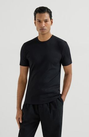 Brunello Cucinelli Ribbed jersey T-shirt in Black at Nordstrom, Size Xxx-Large Eu