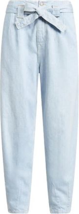 Polo Ralph Lauren Taps toelopende broek met riem van licht katoen - Dames - Vrijetijds broeken - Blauw - W26 - Katoen - Broeken