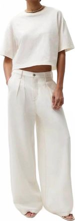 Pistola Denim Delphine Pleated Wide Leg Pants In Off White