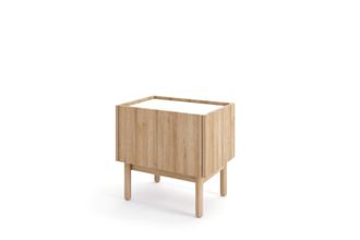 AKL FURNITURE Mesita de noche efecto madera Crema y Blanco