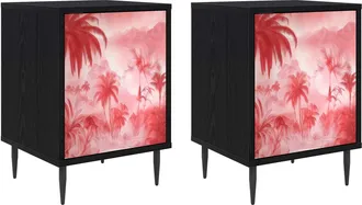 vidaXL Mesa De Noche Aachen 2 Uds. Roble Negro 36 X 33 X 51 Cm Vidaxl
