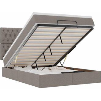 vidaXL Estructura De Cama Otomana Colch&oacute;n Tela Gris Pardo 140x190cm Vidaxl