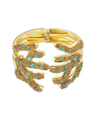 Liv Oliver 18K Plated 8.75 Ct. Tw. Turquoise Cz Statement Cuff Bracelet