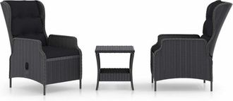 vidaXL Set muebles jardín 3 pzas ratán sintético gris oscuro y cojines Vidaxl